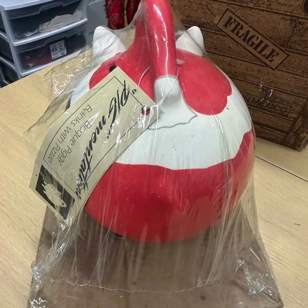 Pigmentations Bisque Piggy Bank With Pizzaz Hand Painted Vintage NIB
